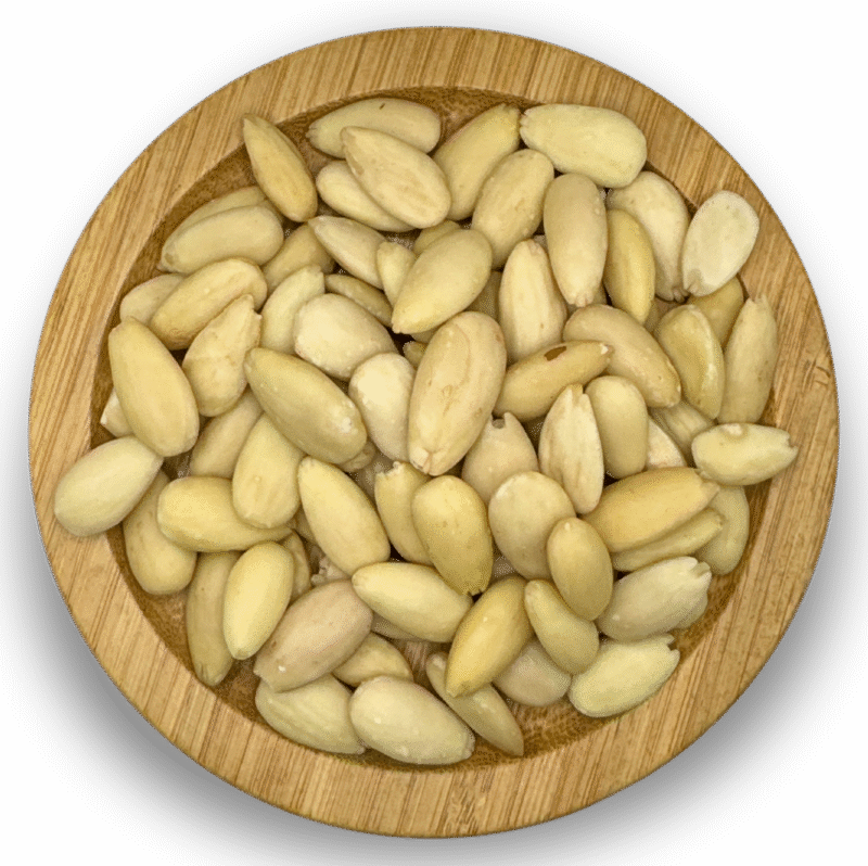 RAW BLANCHED ALMONDS KERNELS WHOLE CARMEL 27/30